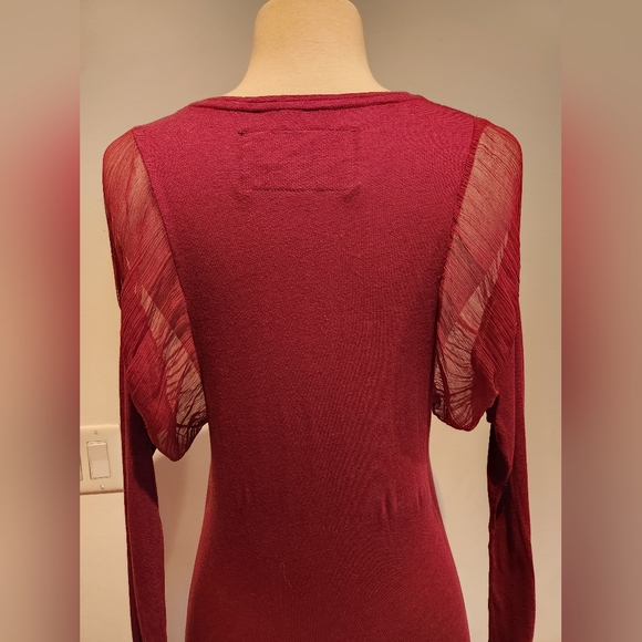 Buddhist Punk Long Sleeve Tee with Sheer Shoulder Detail, Size M - Picture 5 of 8